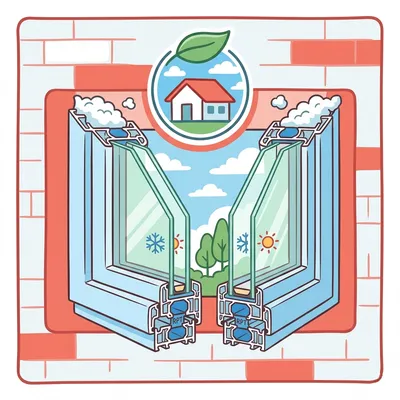 Corte técnico de ventana PVC con rotura de puente térmico y doble acristalamiento bajo emisivo